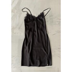 NWOT VELLU 100% bamboo satin slip dress in black size small